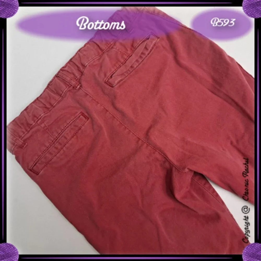 Red Straight-Leg Adjustable-Waist Bottoms